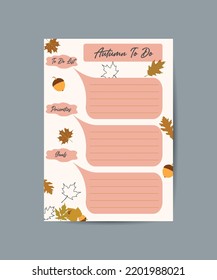 To do planner template Daily check list cozy autumn vibes Autumn trendy organizer elements
