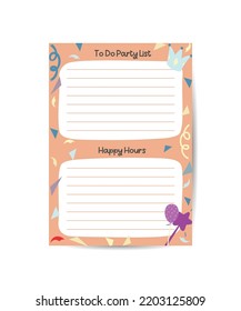 To Do Planner Template Daily Check List Printable Check Lists Template With Place For Text. Cute Print For Planner, Notebooks Page, Organizer Design.