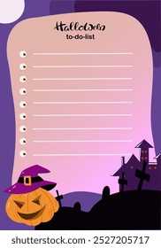 To do planner template for Happy Halloween day. Organizer and check list design with Halloween theme. 