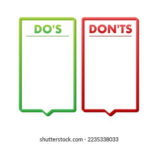 Do s and Don ts button. Flat simple thumb up symbol minimal round logotype element set. Vector illustration.