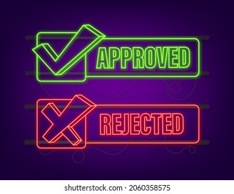 Do s and Don ts like thumbs up or down. Neon icon. Vector stock illustration