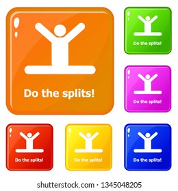 Do the splits icons set collection vector 6 color isolated on white background