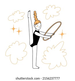 Machen Sie Sport Doodle flach handgezeichnet Illustration. Einfaches Vektorgrafik-Zeichendesign. Sommersportgrafik. Gymnastkartoonzeichnung. 