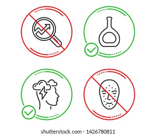 Do or Stop. Analytics, Cognac bottle and Mindfulness stress icons simple set. Face biometrics sign. Audit analysis, Brandy alcohol, Cloud storm. Facial recognition. Line analytics do icon. Vector
