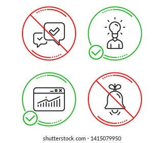 Do or Stop. Approve, Education and Website statistics icons simple set. Bell sign. Accepted message, Human idea, Data analysis. Alarm signal. Business set. Line approve do icon. Prohibited ban stop