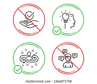 Do or Stop. Approved, Idea and Recruitment icons simple set. Conversation messages sign. Verified symbol, Professional job, Manager change. Communication. People set. Line approved do icon. Vector