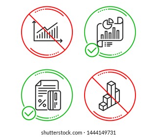 Do or Stop. Credit card, Graph and Report document icons simple set. 3d chart sign. Loan percent, Presentation diagram, Growth chart. Presentation column. Finance set. Line credit card do icon