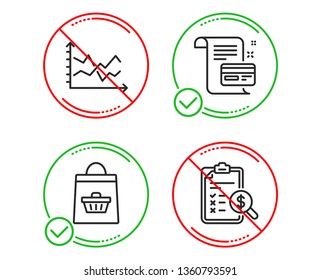 Do or Stop. Diagram chart, Online buying and Payment card icons simple set. Accounting report sign. Presentation graph, Shopping cart, Agreement conditions. Check finance. Finance set. Vector