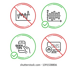 Do or Stop. Education, Diagram chart and Stock analysis icons simple set. Report statistics sign. Quick tips, Presentation graph, Business trade. Graph chart. Science set. Line education do icon