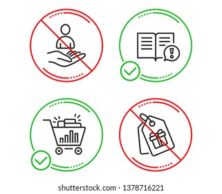 Do or Stop. Facts, Seo shopping and Recruitment icons simple set. Coupons sign. Important information, Analytics, Hr. Shopping tags. Business set. Line facts do icon. Prohibited ban stop. Good or bad