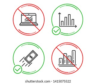 Do or Stop. Fast payment, Diagram graph and Online statistics icons simple set. Graph chart sign. Finance transfer, Presentation chart, Computer data. Growth report. Finance set. Vector