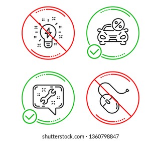 Do or Stop. Inspiration, Spanner and Car leasing icons simple set. Computer mouse sign. Creativity, Repair service, Transport discount. Pc device. Business set. Line inspiration do icon. Vector
