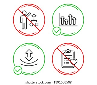 Do or Stop. Resilience, Algorithm and Upper arrows icons simple set. Patient history sign. Elastic, Developers job, Growth infochart. Medical survey. Science set. Line resilience do icon. Vector