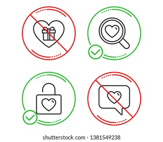 Do Or Stop. Romantic Gift, Search Love And Wedding Locker Icons Simple Set. Love Message Sign. Dating Service, Valentines Day. Love Set. Line Romantic Gift Do Icon. Prohibited Ban Stop. Good Or Bad