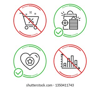Do or Stop. Seo shopping, Loan percent and Heart icons simple set. Diagram graph sign. Analytics, Shopping cart, Star rating. Presentation chart. Technology set. Line seo shopping do icon. Vector
