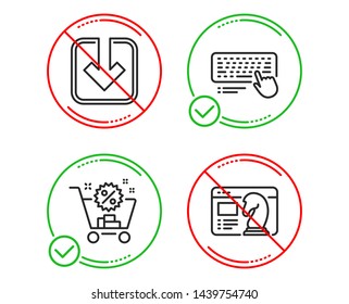 Do or Stop. Shopping cart, Computer keyboard and Load document icons simple set. Seo strategy sign. Discount, Pc device, Download arrowhead. Chess knight. Business set. Line shopping cart do icon