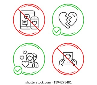 Do Or Stop. Social Media, Couple And Break Up Icons Simple Set. Love Mail Sign. Mobile Devices, Valentines Day, Divorce. Valentine Letter. Love Set. Line Social Media Do Icon. Prohibited Ban Stop