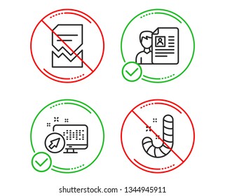 Do or Stop. Web system, Corrupted file and Job interview icons simple set. Candy sign. Computer, Damaged document, Cv file. Lollypop. Business set. Line web system do icon. Prohibited ban stop