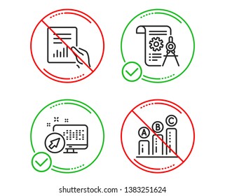 Do or Stop. Web system, Document and Divider document icons simple set. Graph chart sign. Computer, File with diagram, Report file. Growth report. Science set. Line web system do icon. Vector