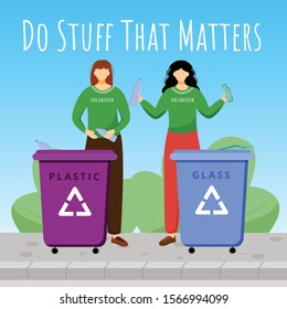 Do stuff that matters social media post mockup. Environment activism advertising web banner design template. Social media booster, content layout. Promotion poster, print ads with flat illustrations