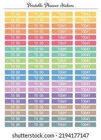 To Do Today Colored Stickers For Planner, Printable Sheet