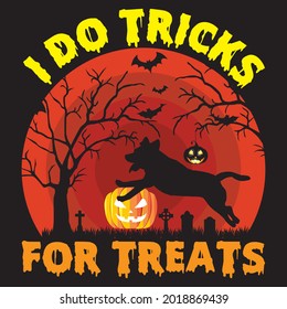 i do tricks for treats t shirt design, vector file