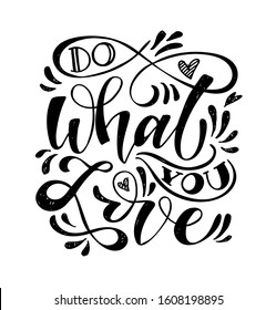 Do what you love - cute hand drawn doodle lettering postcard