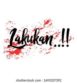 "hacer". escrito en indonesio. Frase de motivación del vector. Carta manuscrita