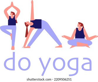 Ilustración vectorial del yoga, diferentes poses 