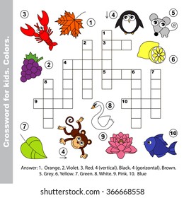 Do you know color names. Crossword for kids.