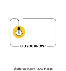 Wissen Sie, dass Einfache Sprechblase mit Glühbirne und großes Fragezeichen.