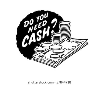 Heb je geld nodig? - Advertentie-header - Retro Clip Art