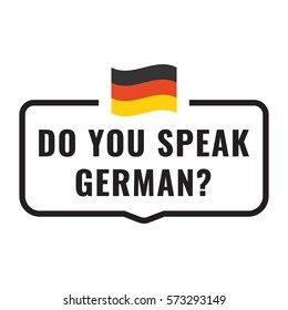 Do you speak German? Badge with flag icon. Flat vector illustration on white background.
