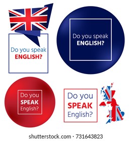 Do you speak English? Concept of learning English. Set of vector elements isolated on white background for banners, flyers, leaflets and other items.