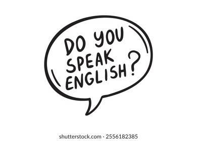 do you speak english doodle letter and talking balloon hand drawn icon. . Vector illustration