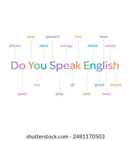 do you speak english. foreign language and mixed words. learning english language. english language and english words concept