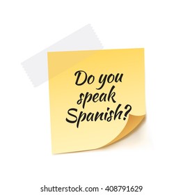 Do You Speak Spanish Stick Note Vector Illustration