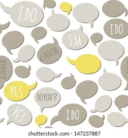 do you yes I do gray yellow talk bubbles on white background seamless pattern