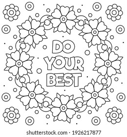 Do Your Best Coloring Page Vector Stock Vector (Royalty Free) 1926217877