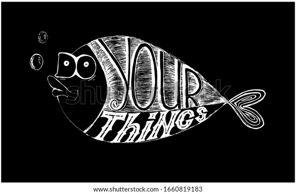 魚に書いた手書きの文字を書きなさい ベクターイラスト のベクター画像素材 ロイヤリティフリー