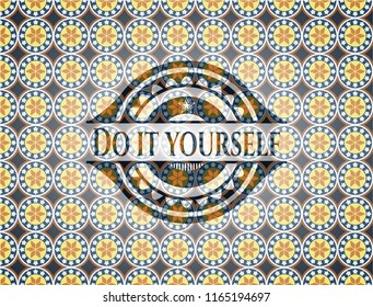 Do it yourself arabic style badge. Arabesque decoration.