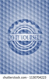 Do it yourself blue polygonal badge.