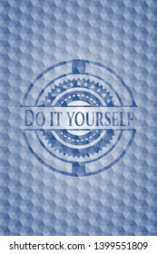 Do it yourself blue polygonal badge. Vector Illustration. Detailed.