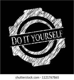 Do it yourself chalkboard emblem on black board