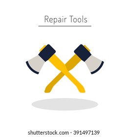 Do it yourself, construction repair tools flat logo.  Isolated tools flat. Home renovation and construction concept with DIY tools.