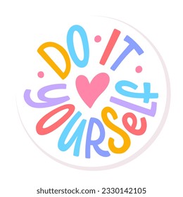 DO IT YOURSELF. DIY Lettering abbreviation logo circle stamp. Vector illustration. Round Template for print design label, badge rubber seal stamp on white background. Colorful