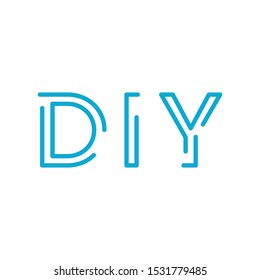 Do it yourself. DIY linear otline letters. homemade concept. Editable stroke. Stock vector illustration isolated on white background.