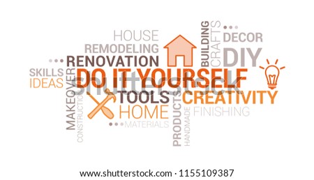 Do it yourself and home renovation tag cloud with icons and concepts
