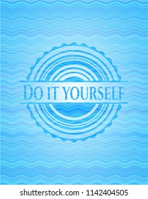 Do it yourself light blue water emblem background.