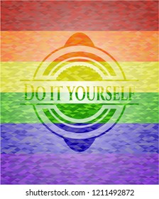 Do it yourself on mosaic background with the colors of the LGBT flag